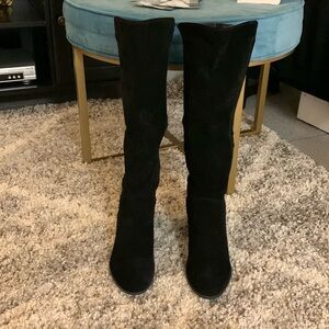 Steve Madden Pull On Black Suede Boot.  6 1/2